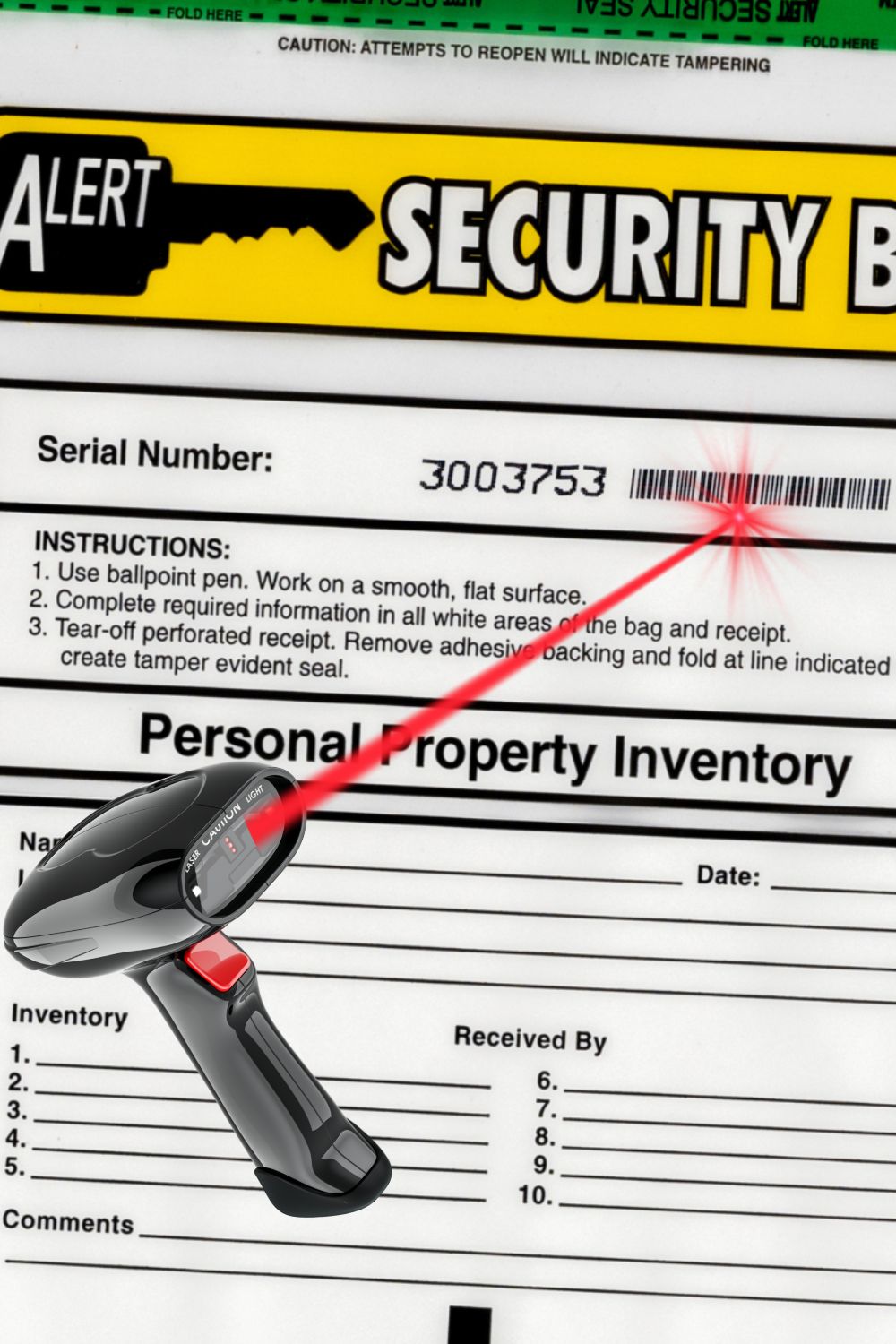 alert security bag serial number shown